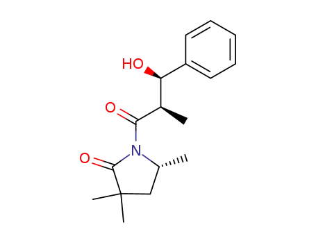 Molecular Structure of 155956-27-7 ((2'R,3'R,5R)-(-)-1-(3'-hydroxy-2'-methyl-3'-phenyl-1'-oxopropyl)-3,3,5-trimethyl-2-pyrrolidinone)