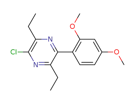 Molecular Structure of 478035-99-3 (Pyrazine, 2-chloro-5-(2,4-dimethoxyphenyl)-3,6-diethyl-)