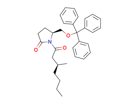Molecular Structure of 105526-90-7 ((5S)-N-[(3S)-methylheptanoyl]-5-triphenylmethoxymethyl-2-pyrrolidinone)