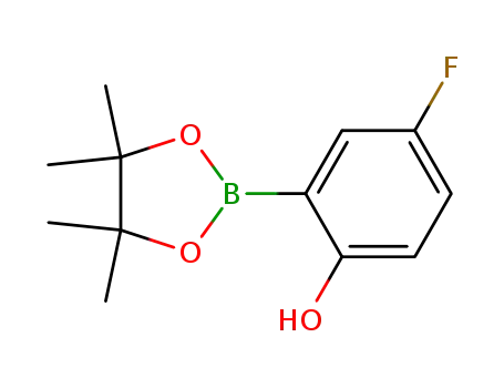 Molecular Structure of 779331-49-6 (4-Fluoro-2-(4,4,5,5-tetramethyl-1,3,2-dioxaborolan-2-yl)phenol)