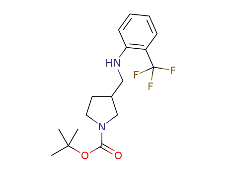 Molecular Structure of 887591-06-2 (1-Pyrrolidinecarboxylicacid, 3-[[[2-(trifluoromethyl)phenyl]amino]methyl]-, 1,1-dimethylethyl ester)