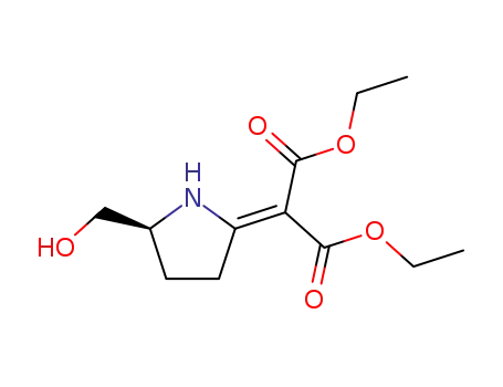 Molecular Structure of 153649-62-8 (Propanedioic acid, [(5S)-5-(hydroxymethyl)-2-pyrrolidinylidene]-, diethyl
ester)