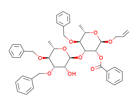Molecular Structure of 109744-29-8 (allyl 2-O-benzoyl-4-O-benzyl-3-O-(3',4'-di-O-benzyl-α-L-rhamnopyranosyl)-α-L-rhamnopyranoside)