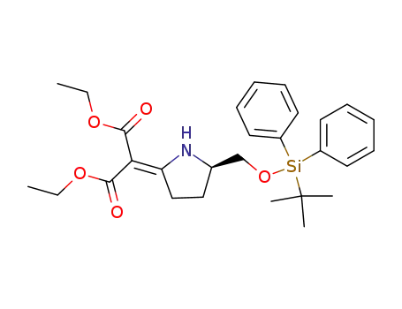 Propanedioic acid,
[5-[[[(1,1-dimethylethyl)diphenylsilyl]oxy]methyl]-2-pyrrolidinylidene]-,
diethyl ester, (R)-
