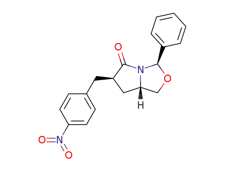 Molecular Structure of 138231-09-1 ((+)-(2R,5S,7R)-1-aza-3-oxa-2-phenyl-7-(4'-nitrophenylmethyl)bicyclo<3.3.0>octan-8-one)