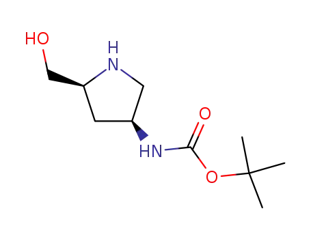 Molecular Structure of 663948-85-4 (Carbamic acid, [(3S,5S)-5-(hydroxymethyl)-3-pyrrolidinyl]-, 1,1-dimethylethyl)