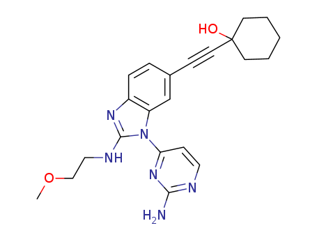 1-[2-[1-(2-aminopyrimidin-4-yl)-2-[(2-methoxyethyl)amino]-1H-1,3-benzodiazol-6-yl]ethynyl]cyclohexan-1-ol