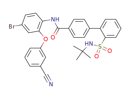 Molecular Structure of 476352-54-2 (2'-<i>tert</i>-butylsulfamoyl-biphenyl-4-carboxylic acid [4-bromo-2-(3-cyano-phenoxy)-phenyl]-amide)