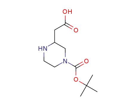 Molecular Structure of 183591-72-2 (3-CARBOXYMETHYL-PIPERAZINE-1-CARBOXYLIC ACID TERT-BUTYL ESTER)
