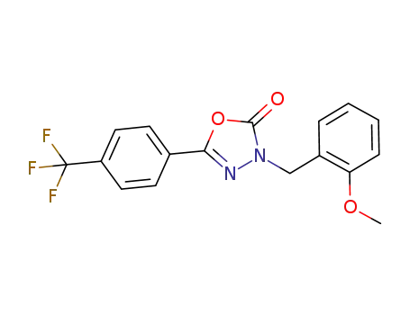 Molecular Structure of 202822-66-0 (3-[(2-methoxyphenyl)-methyl]-5-[4-(trifluoromethyl)phenyl]1,3,4-oxadiazol-2-(3H)-one)