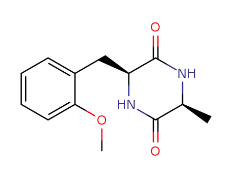 Molecular Structure of 193546-46-2 (3S-(2-methoxybenzyl)-6S-methylpiperazine-2,5-dione)