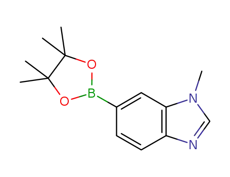 Molecular Structure of 1107627-01-9 (1-Methyl-6-(4,4,5,5-tetraMethyl-1,3,2-dioxaborolan-2-yl)-1H-benzo[d]iMidazole)