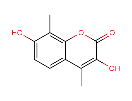 Molecular Structure of 1375454-96-8 (3,7-dihydroxy-4,8-dimethyl-2H-chromen-2-one)