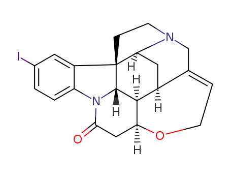 Molecular Structure of 102345-68-6 ((4aR,4a1R,5aS,8aR,8a1S,15aS)-10-iodo-2,4a,4a1,5,5a,7,8,8a1,15,15a-decahydro-14H-4,6-methanoindolo[3,2,1-ij]oxepino[2,3,4-de]pyrrolo[2,3-h]quinolin-14-one)