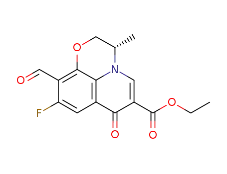 Molecular Structure of 853336-60-4 ((S)-9-fluoro-3-methyl-10-formyl-7-oxo-2,3-dihydro-7H-pyrido[1,2,3-de]-1,4-benzoxazine-6-carboxylic acid ethyl ester)