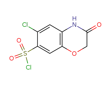 Molecular Structure of 5791-09-3 (6-chloro-3-oxo-3,4-dihydro-2H-1,4-benzoxazine-7-sulfonyl chloride)