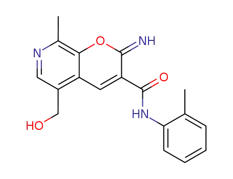 Molecular Structure of 443116-65-2 (2H-Pyrano[2,3-c]pyridine-3-carboxamide,
5-(hydroxymethyl)-2-imino-8-methyl-N-(2-methylphenyl)-)
