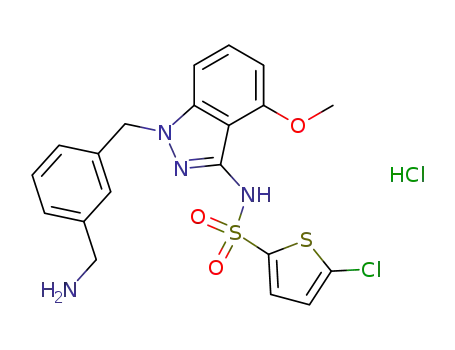 N-[1-{[3-(aminomethyl)phenyl]methyl}-4-methyloxy-1H-indazol-3-yl]-5-chloro-2-thiophenesulfonamide hydrochloride
