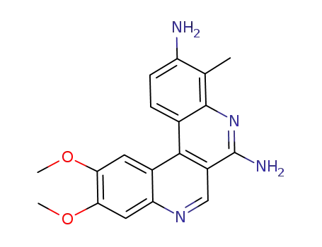 Molecular Structure of 936833-38-4 (10,11-dimethoxy-4-methyldibenzo[c,f]-2,7-naphthyridine-3,6-diamine)