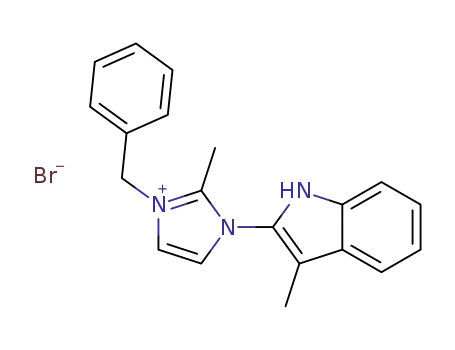 Molecular Structure of 1419209-72-5 (1-benzyl-2-methyl-3-(3-methyl-1H-indol-2-yl)imidazolium bromide)