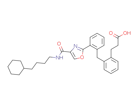 Molecular Structure of 149725-37-1 (Benzenepropanoic acid,2-[[2-[4-[[(4-cyclohexylbutyl)amino]carbonyl]-2-oxazolyl]phenyl]methyl]-)