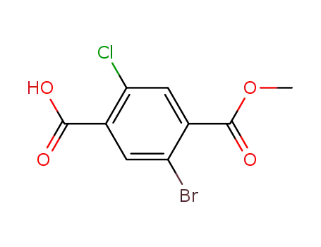 Molecular Structure of 1061314-04-2 (Benzoic acid, 5-broMo-2-chloro-4-(Methoxycarbonyl)-)