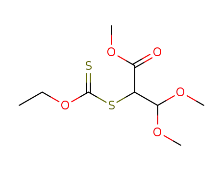 Molecular Structure of 462099-91-8 (Propanoic acid, 2-[(ethoxythioxomethyl)thio]-3,3-dimethoxy-, methyl
ester)