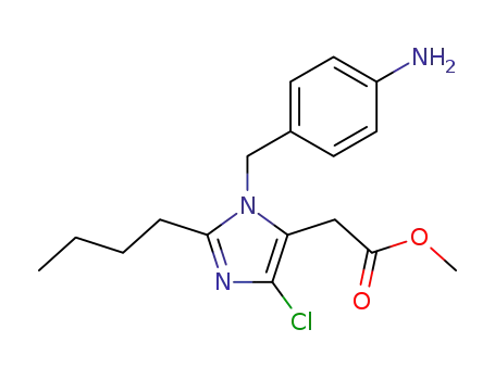 Molecular Structure of 114772-05-3 (1H-Imidazole-5-acetic acid,
1-[(4-aminophenyl)methyl]-2-butyl-4-chloro-, methyl ester)