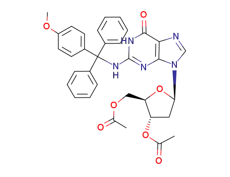 Molecular Structure of 705255-07-8 (3',5'-di-O-acetyl-2'-deoxy-2-N-(mono-p-methoxytrityl)guanosine)