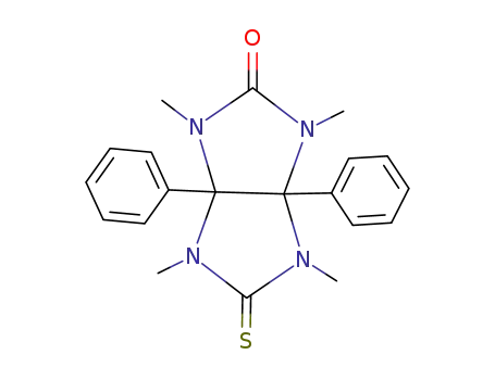 Molecular Structure of 137514-25-1 (1,3,4,6-Tetramethyl-3a,6a-diphenyl-5-thioxo-hexahydro-imidazo[4,5-d]imidazol-2-one)