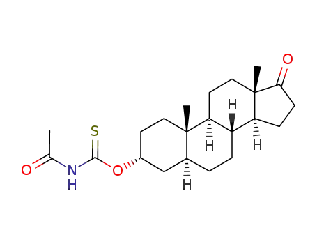 Molecular Structure of 158299-72-0 (Acetyl-thiocarbamic acid O-((3R,5S,8R,9S,10S,13S,14S)-10,13-dimethyl-17-oxo-hexadecahydro-cyclopenta[a]phenanthren-3-yl) ester)