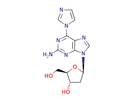 Molecular Structure of 705255-09-0 (2-amino-9-(2-deoxy-β-D-erythro-pentofuranosyl)-6-(imidazol-1-yl)purine)