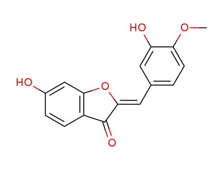 Molecular Structure of 32396-79-5 (6-hydroxy-2-(3-hydroxy-4-methoxybenzylidene)-1-benzofuran-3(2H)-one)