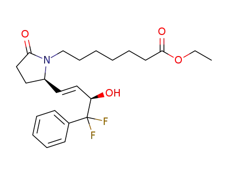 Molecular Structure of 1350836-65-5 (ethyl 7-((R)-2-((R,E)-4,4-difluoro-3-hydroxy-4-phenylbut-1-en-1-yl)-5-oxopyrrolidin-1-yl)heptanoate)