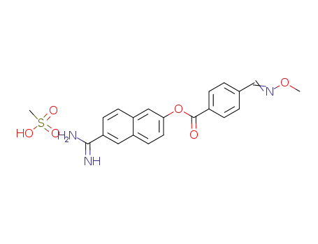 Molecular Structure of 99562-29-5 (4-(Methoxyimino-methyl)-benzoic acid 6-carbamimidoyl-naphthalen-2-yl ester; compound with methanesulfonic acid)