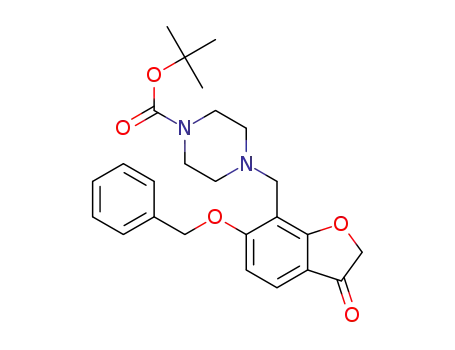 Molecular Structure of 1346151-66-3 (tert-butyl 4-{[6-(benzyloxy)-3-oxo-2,3-dihydrobenzofuran-7-yl]methyl}piperazine-1-carboxylate)