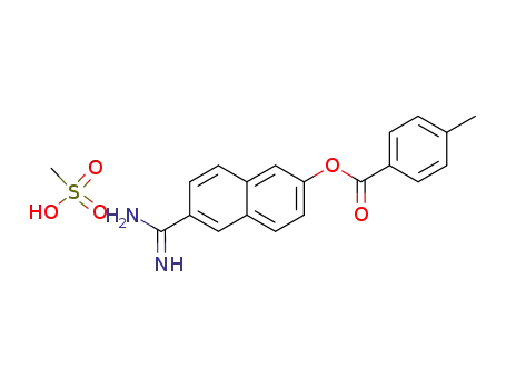 Molecular Structure of 82955-70-2 (4-Methyl-benzoic acid 6-carbamimidoyl-naphthalen-2-yl ester; compound with methanesulfonic acid)