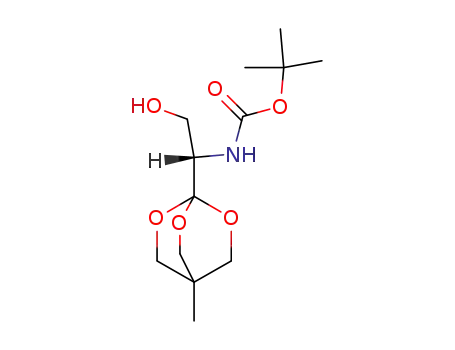 Molecular Structure of 206191-45-9 (1-[N-TERT-BUTOXYCARBONYL-(1S)-1-AMINO-2-HYDROXYETHYL]-4-METHYL-2,6,7-TRIOXABICYCLO[2.2.2]OCTANE)