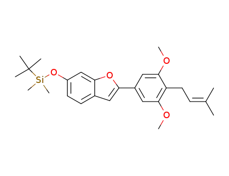 Molecular Structure of 218444-39-4 (2-[[3,5-dimethoxy-4-(3-methyl-2-butenyl)]phenyl]-6-(tert-butyldimethylsilanyloxy)benzofuran)