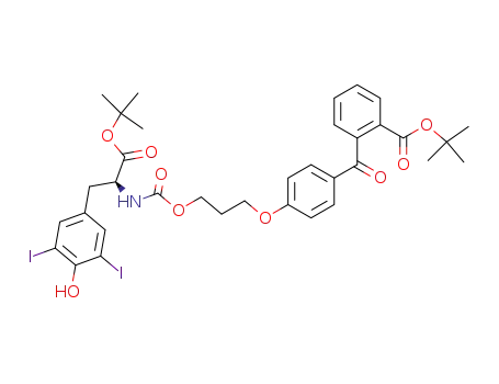 2-(4-{3-[1-<i>tert</i>-butoxycarbonyl-2-(4-hydroxy-3,5-diiodo-phenyl)-ethylcarbamoyloxy]-propoxy}-benzoyl)-benzoic acid <i>tert</i>-butyl ester
