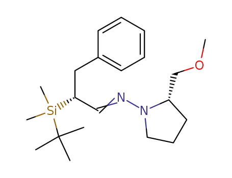 Molecular Structure of 107496-25-3 ([(R)-2-(tert-Butyl-dimethyl-silanyl)-3-phenyl-prop-(Z)-ylidene]-((S)-2-methoxymethyl-pyrrolidin-1-yl)-amine)