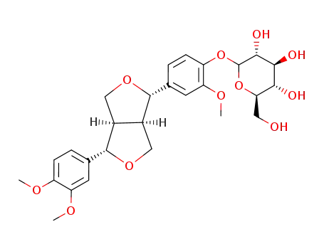 Molecular Structure of 74957-57-6 ((3R,4S,5S,6R)-2-{4-[(1S,3aR,4S,6aR)-4-(3,4-Dimethoxy-phenyl)-tetrahydro-furo[3,4-c]furan-1-yl]-2-methoxy-phenoxy}-6-hydroxymethyl-tetrahydro-pyran-3,4,5-triol)