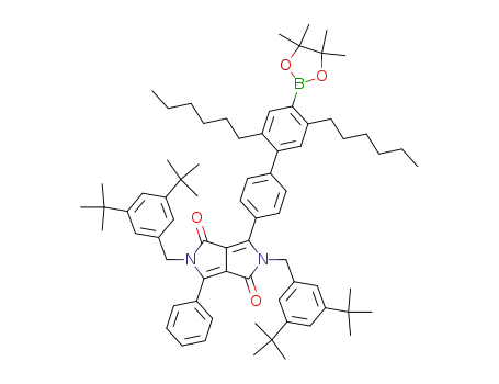 2,5-bis-(3,5-di-<i>tert</i>-butyl-benzyl)-3-[2',5'-dihexyl-4'-(4,4,5,5-tetramethyl-[1,3,2]dioxaborolan-2-yl)-biphenyl-4-yl]-6-phenyl-2,5-dihydro-pyrrolo[3,4-<i>c</i>]pyrrole-1,4-dione