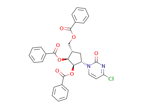 (+/-)-4-chloro-1-<(1α,2β,3β,4α)-2,3-dihydroxy-4-(hydroxymethyl)cyclopentyl>-2-(1H)pyrimidinone tribenzoate
