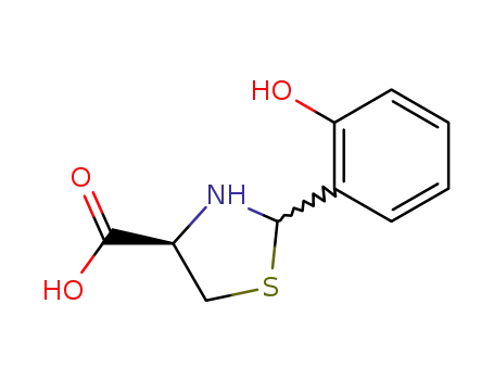 Molecular Structure of 201942-90-7 ((R)-2-(2-Hydroxyphenyl)thiazolidine-4-carboxylic acid)