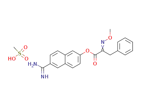Molecular Structure of 99558-82-4 (2-[(Z)-Methoxyimino]-3-phenyl-propionic acid 6-carbamimidoyl-naphthalen-2-yl ester; compound with methanesulfonic acid)