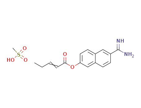 (E)-Pent-2-enoic acid 6-carbamimidoyl-naphthalen-2-yl ester; compound with methanesulfonic acid