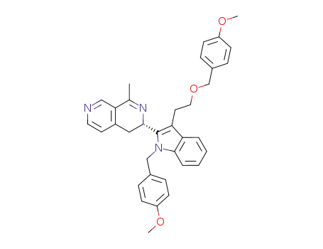 Molecular Structure of 1026854-87-4 (3-{1-(4-methoxy-benzyl)-3-[2-(4-methoxy-benzyloxy)-ethyl]-1<i>H</i>-indol-2-yl}-1-methyl-3,4-dihydro-[2,7]naphthyridine)