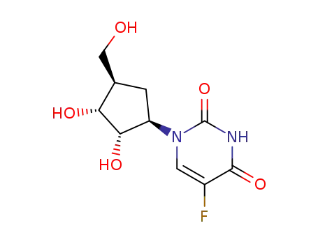 Molecular Structure of 78336-05-7 (1-[2,3-dihydroxy-4-(hydroxymethyl)cyclopentyl]-5-fluoropyrimidine-2,4(1H,3H)-dione)