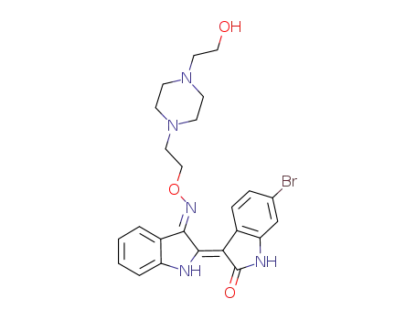 Molecular Structure of 1067884-47-2 ((2'Z-3'E)-6-bromoindirubin-3'-(O-{2-[4-(2-hydroxyethyl)piperazin-1-yl]ethyl}oxime))